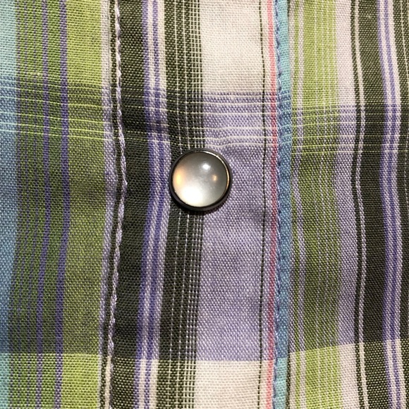 Vintage Wrangler Sleeveless Plaid Button Down Shirt - Picture 9 of 17